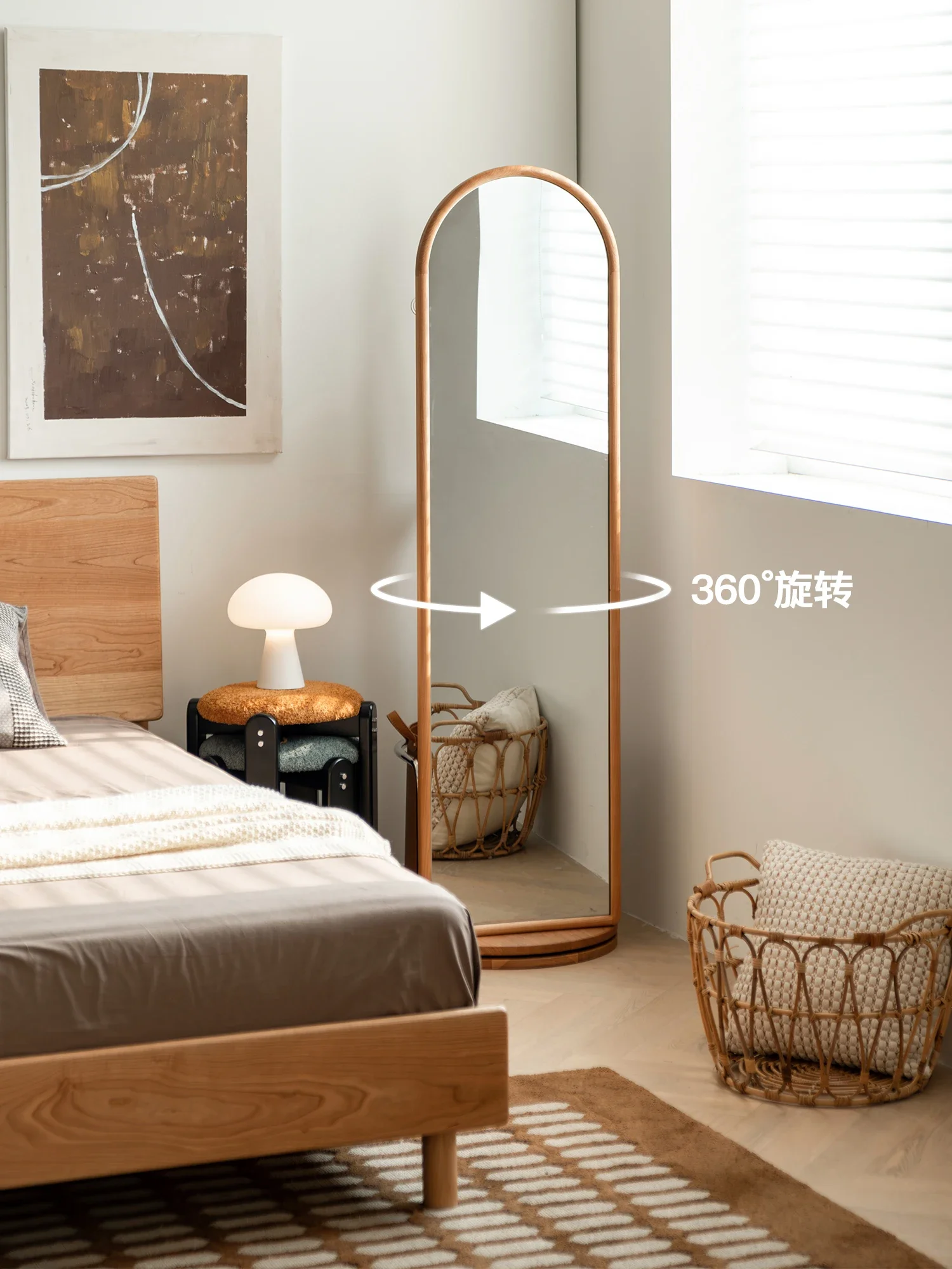 Anna branch rotating full-length mirror hanging  integrated body floor-to-ceiling solid wood home