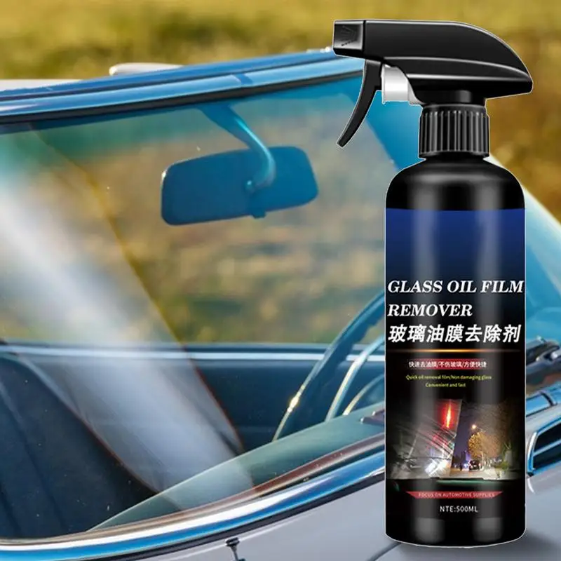 Car Oil Film Cleaner Auto Spray Glass Film Removal Liquid 500ml Safe Multifunctional Car Cleaner For Enhanced Visibility