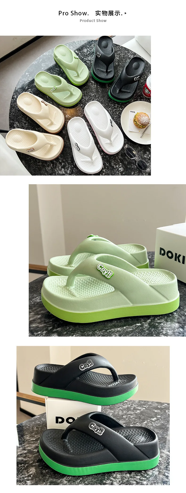Summer Women's Flip-Flops 3cm Height Non-Slip Summer Sandals Ladies Slides Girl's Slippers