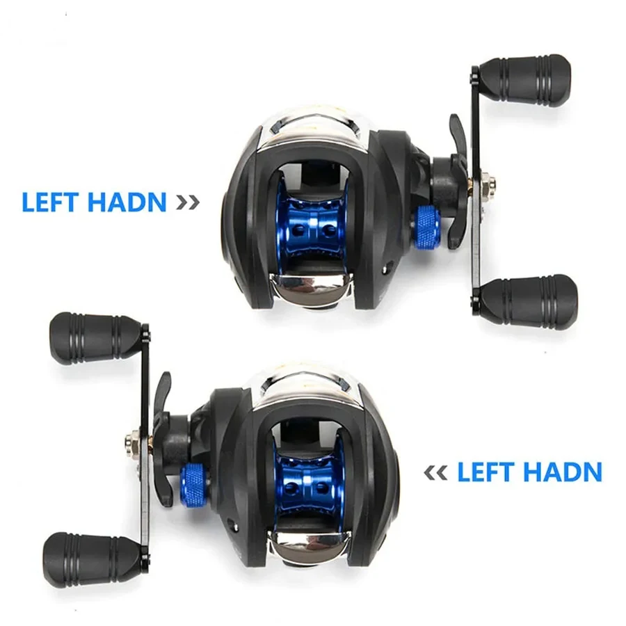 AK200 Metal Scrolls 7.2:1 High Speed Fishing Reel Left Right Hand Baitcasting Reel Brake System 8kg Drag Wheel Bait Casting