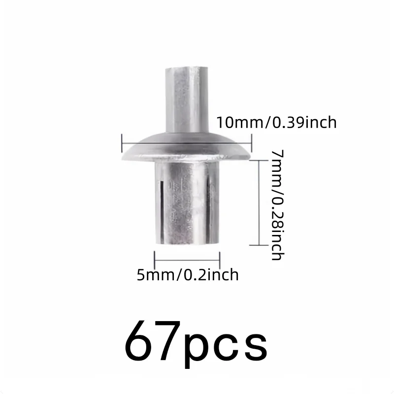 67 pcs 5*7mm Hammer Drive Rivets with Hammer Strike Installation, ideal for Furniture Assembly and Furniture Assembly