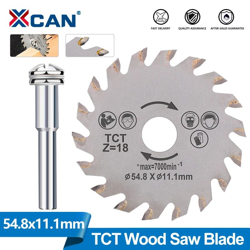 

XCAN 1 шт. 54,8 мм TCT пильное полотно Мини-циркулярная пила Режущий диск по дереву с твердосплавным наконечником и 1 шт. оправкой для дерева