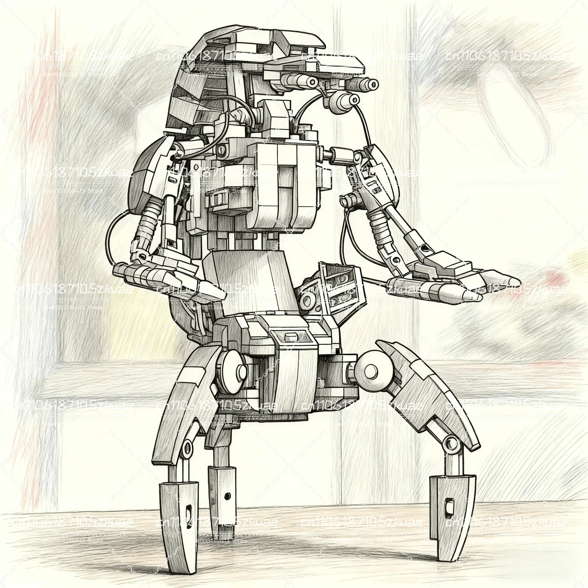 

Moc 583 шт., космическая битва, модель дроида, строительные блоки, роботы, боевые сборки, кирпичи, игрушки, рождественские подарки