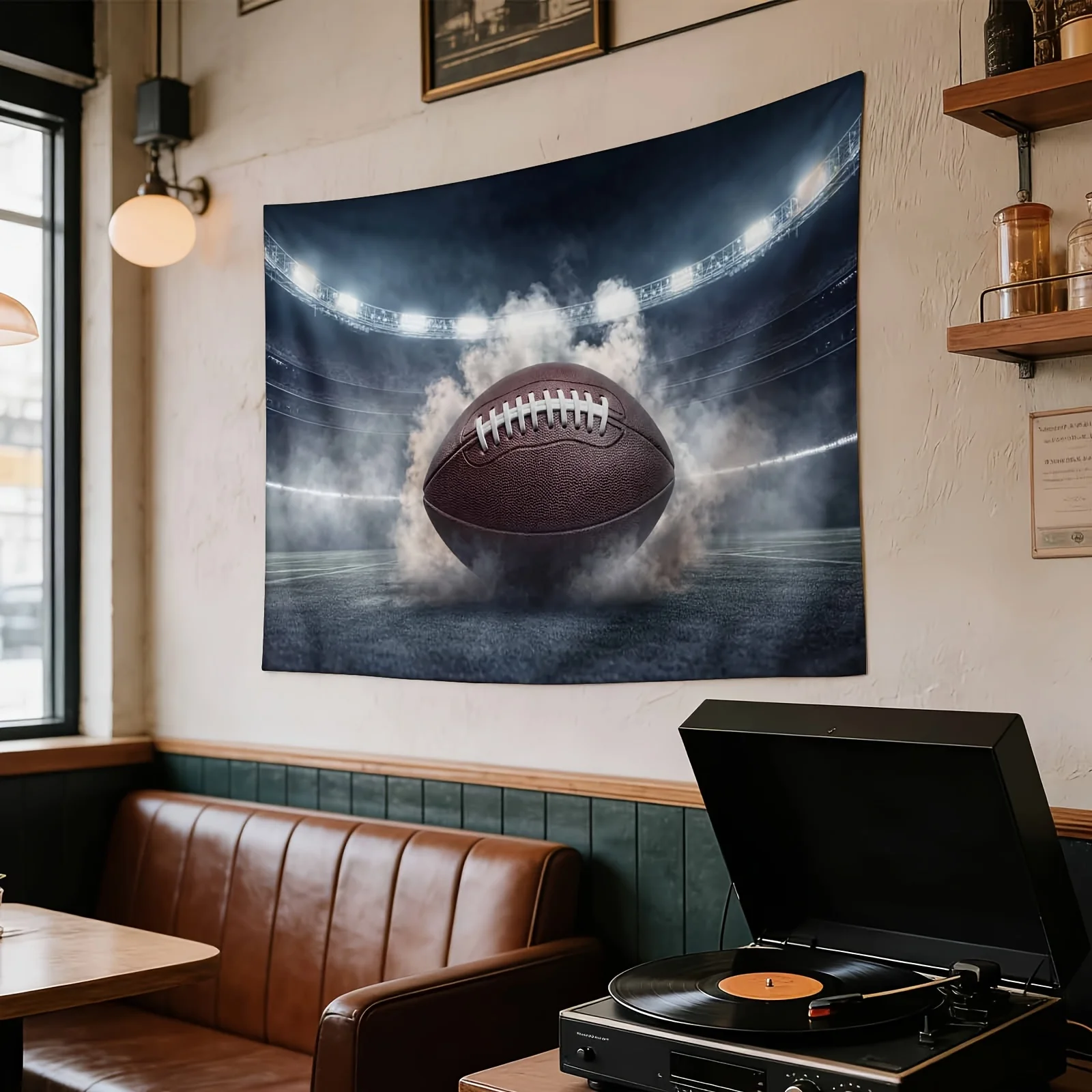 Football Tapestry Wall Hanging Sports Decor American Football Game Day Banner Stadium Polyester Art Man Cave Room Decor Gift