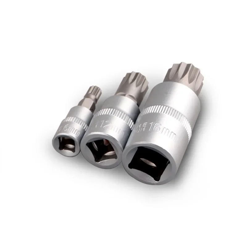 8 قطعة 1/4 "3/8" 1/2 "12 نقطة ملم الثلاثي مربع سبلاين بت مجموعة مقابس M4-M16 مع قوس ل عزم الدوران المفك اسئلة مفتاح بانة