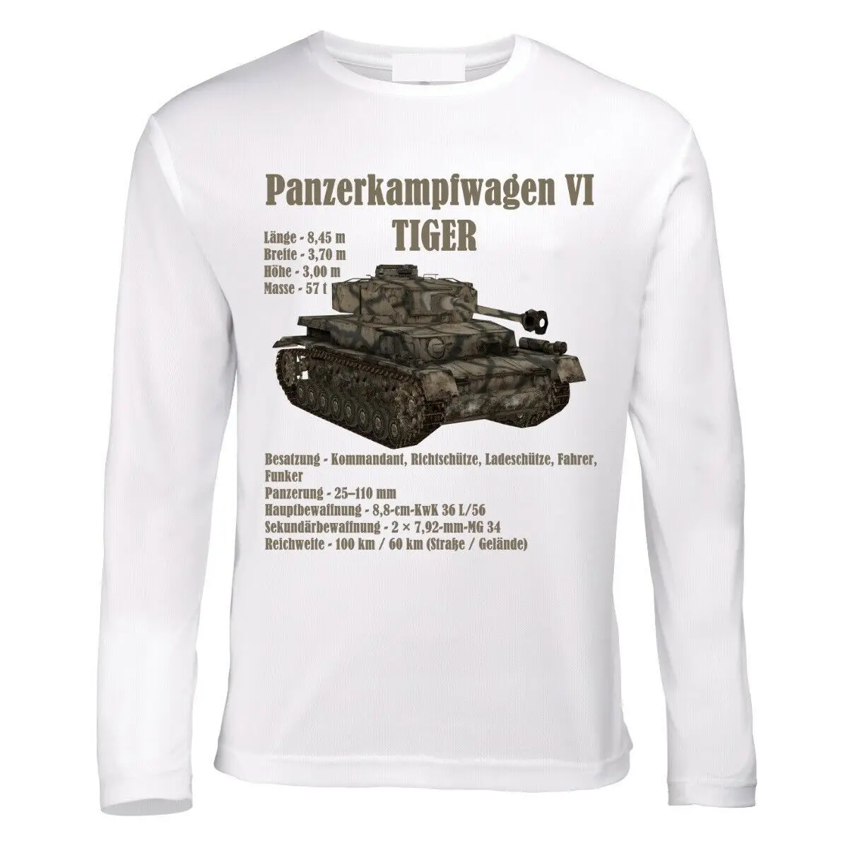 Panzerkampfwagen IV WW2 German Tiger Tank T-Shirt. Premium Cotton Long Sleeve O-Neck Mens T Shirt New S-3XL