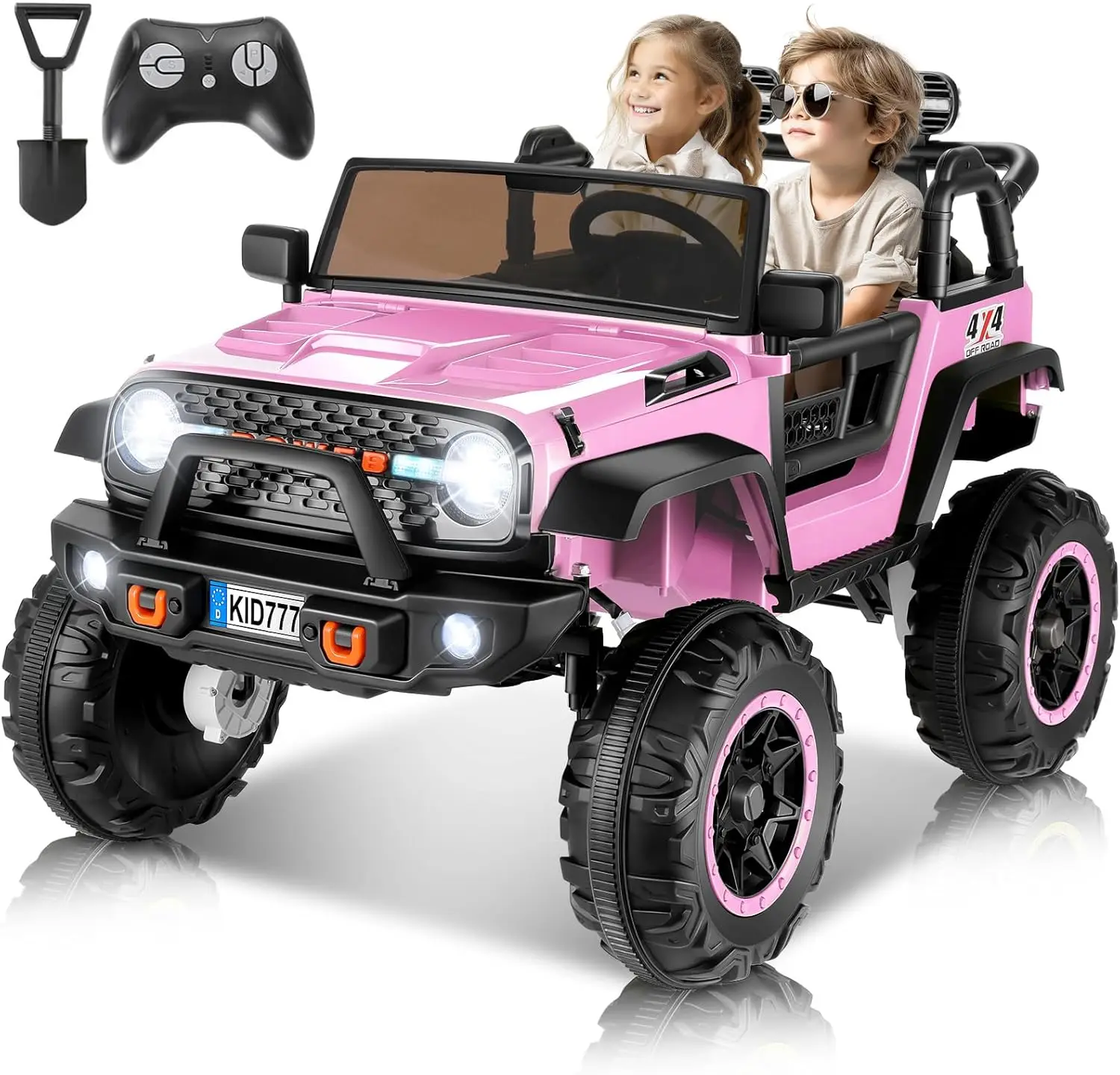 24 Volt Ride On Car with Remote Control, 2WD/4WD Switchable 2 XL Electric Car for Kids w/20 Inch Wide Seat, 4X100W