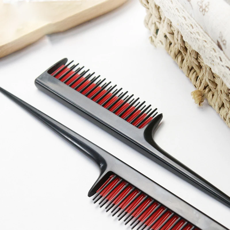 1pc anti-static portable comb with three rows of teeth teasing comb exfoliating brush hair salon comb Special for real hair wigs