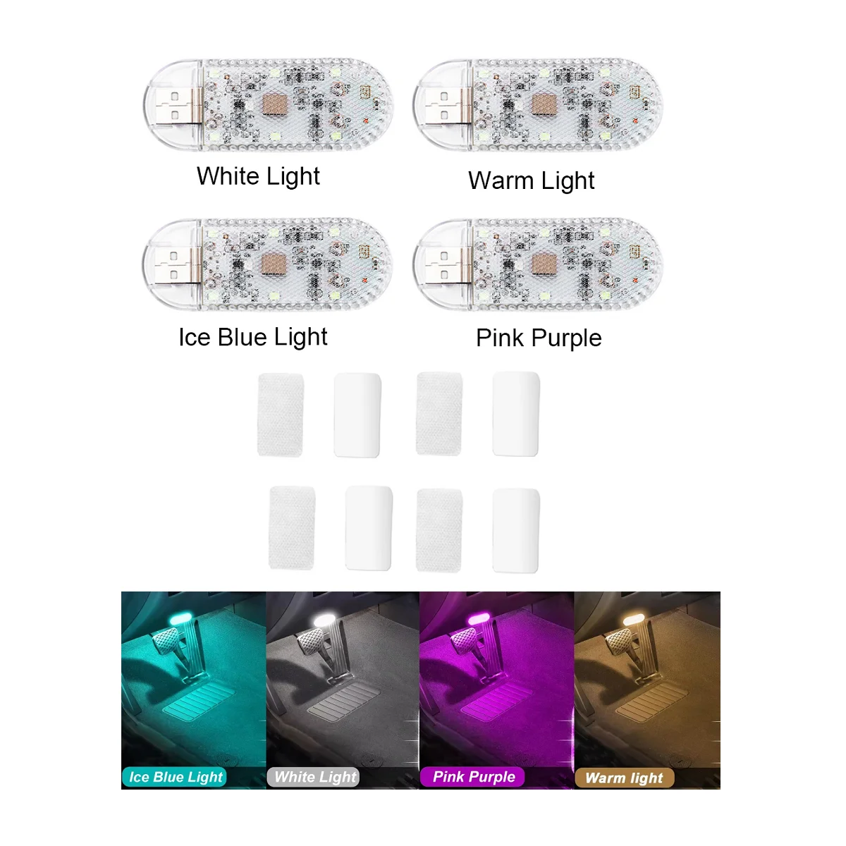 Car Mini Wireless Roof Ceiling Lamp Touch Sensor USB Charging Interior LED Reading Ambient Light with Strobe Mode Magic Sticker