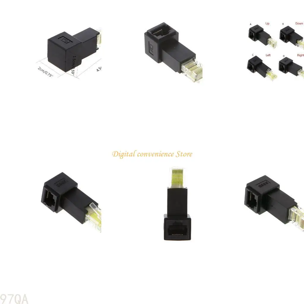 97QA RJ45 for Cat 5e Male to Female Multi-angle Lan Ethernet Extension Adapte