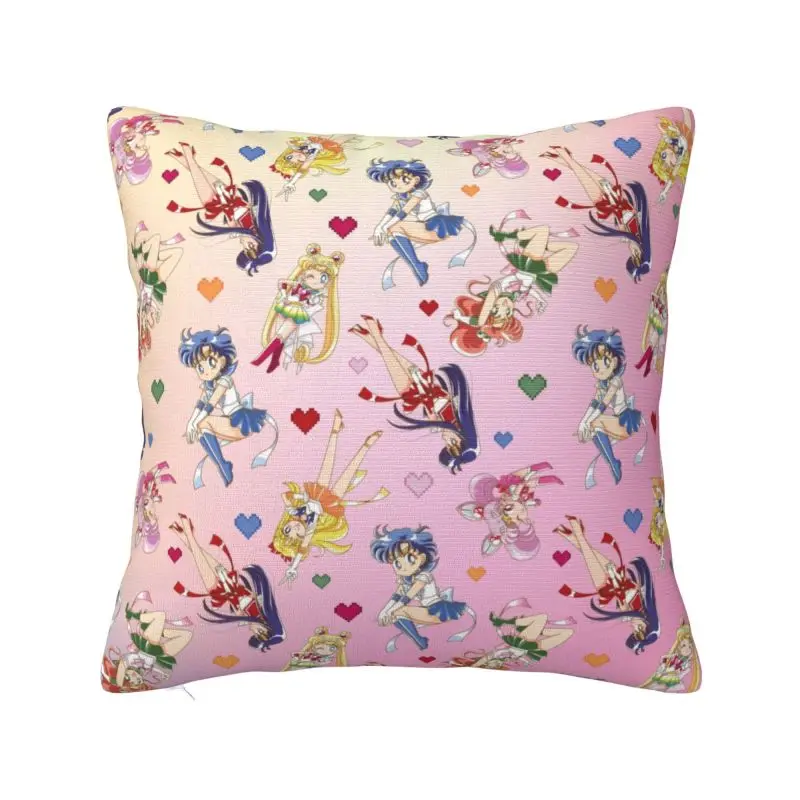Luxury Anime Moon Girl Cushion Cover Velvet Japanese Shojo Sailor Manga Throw Pillow for Car Square Pillowcase Home Decor