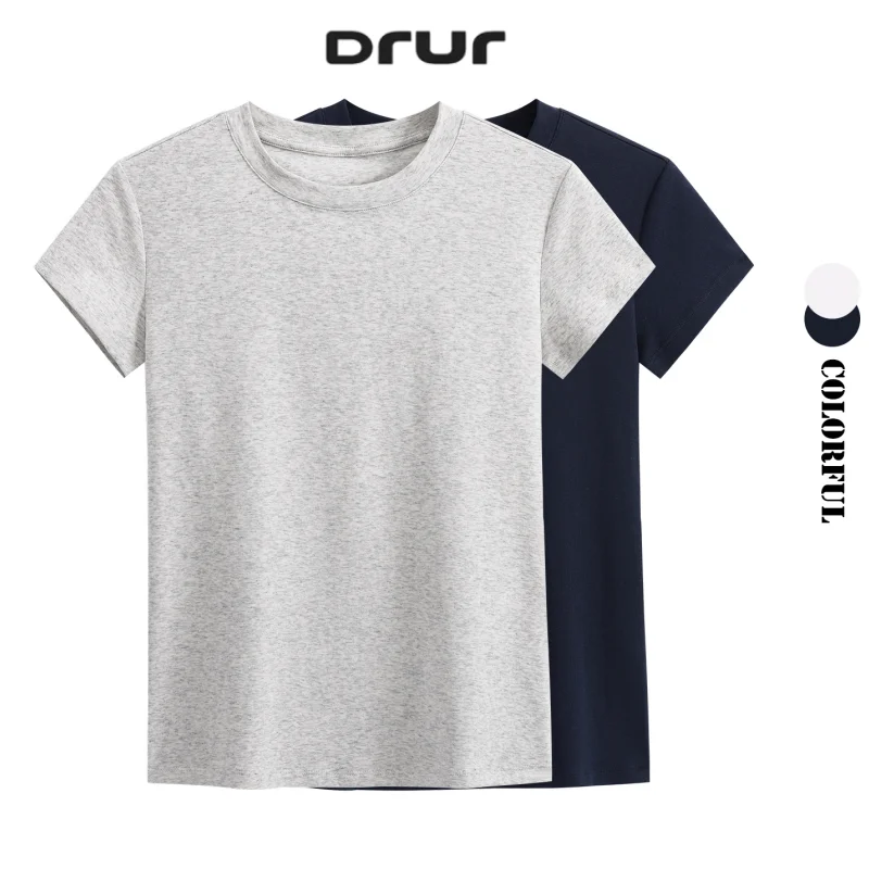 

Летние спортивные футболки из хлопка DRUR 92% для женщин, бесшовная рубашка для бега, легкий топ для тренировок, дышащая спортивная футболка с короткими рукавами