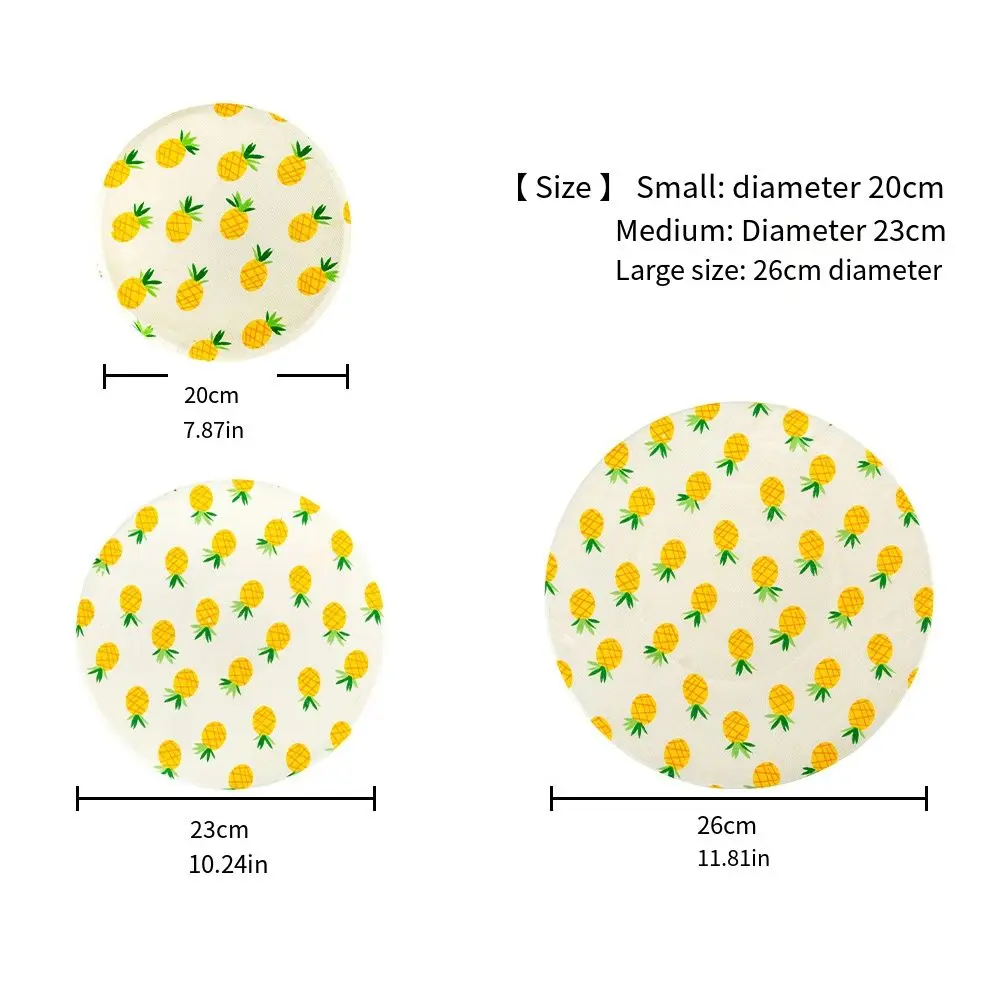 3 قطعة/المجموعة قابلة لإعادة الاستخدام وعاء يغطي جرة الأغطية التفاف الفاكهة نمط الغذاء تخزين يغطي الأناناس الليمون نمط 3 حجم الخبز التدقيق غطاء #6