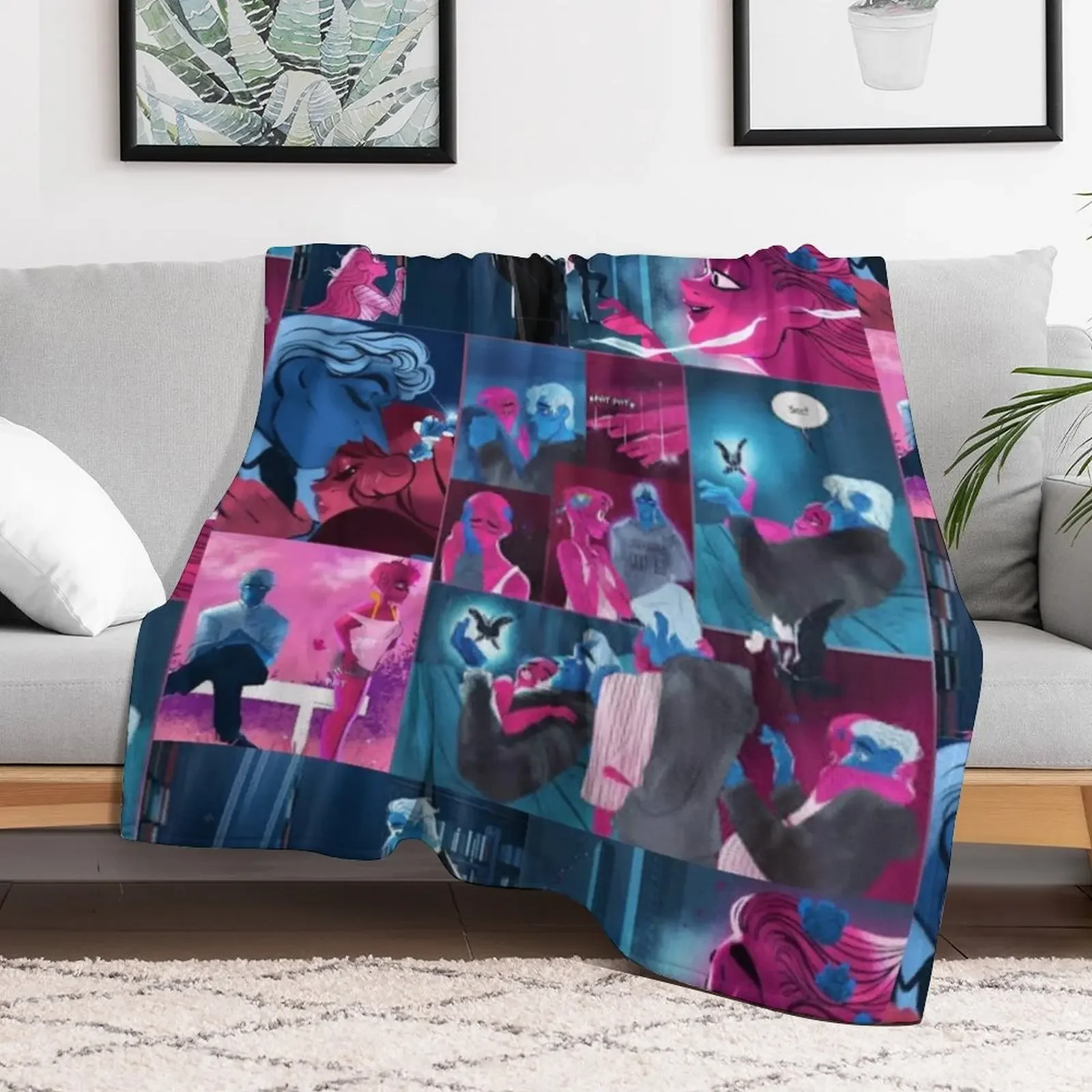 Lore Olympus Persephone and Hades Collage Webtoon Art Throw Blanket Flannels Bed covers Decorative Sofa Blankets