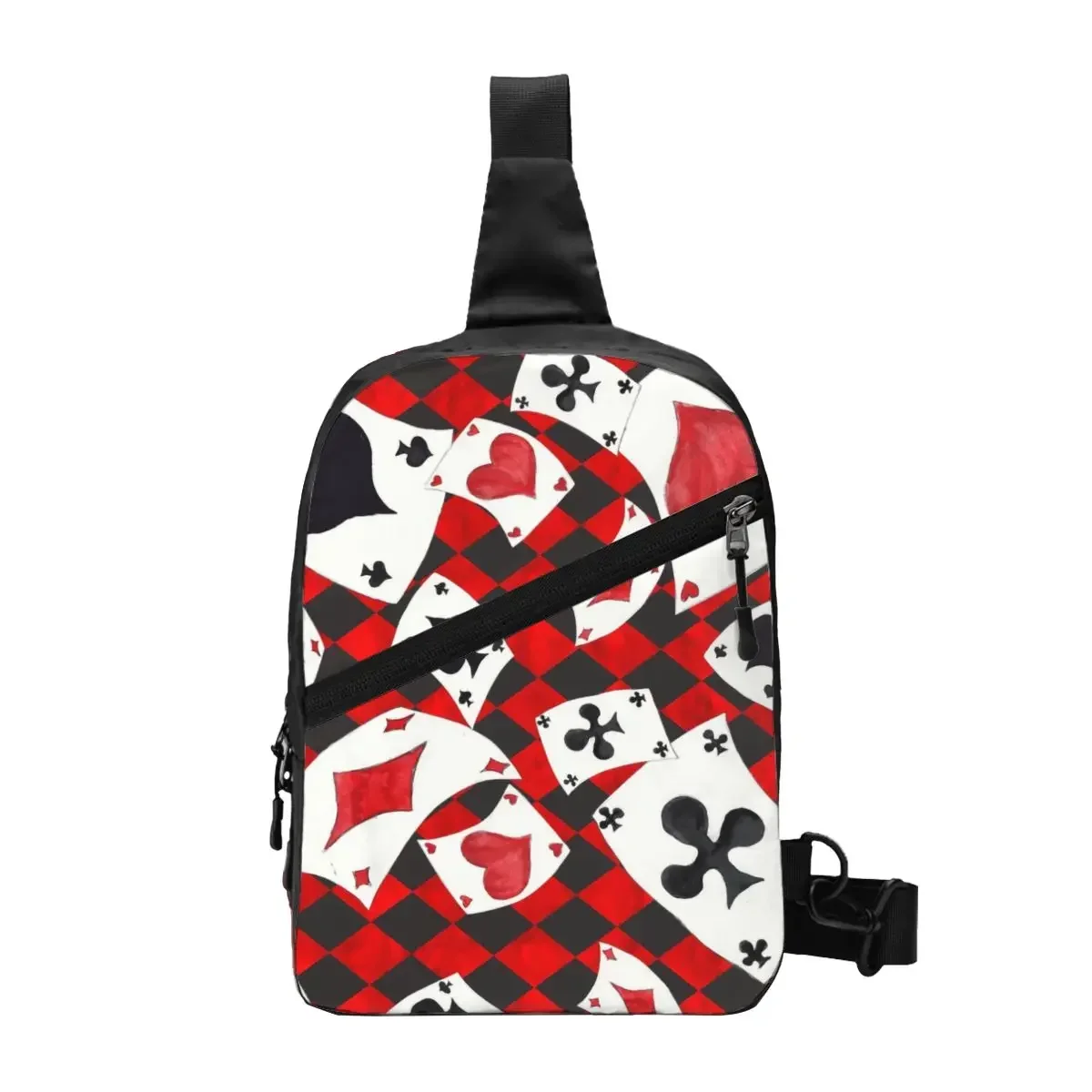 

Poker Playing Cards Pattern Crossbody Sling Backpack Men Custom Gambling Card Game Chest Shoulder Bag for Travel Hiking Daypack