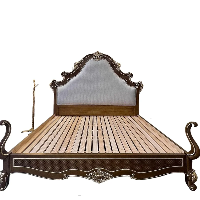 

American light luxury hand-carved solid wood European princess bed villa French bedroom modern