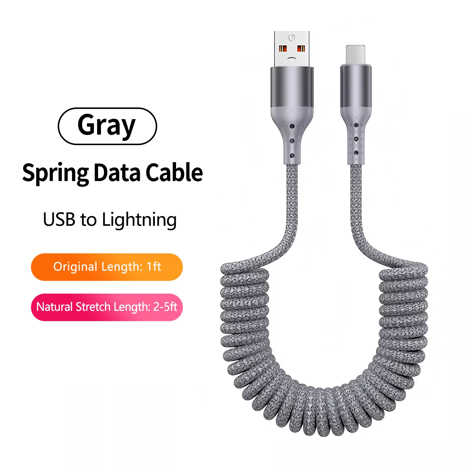 90 graden opgerolde USB-A naar USB C-kabel Rekbaar gevlochten snellaadoplaadsnoer, compatibel met Samsung Galaxy, iPhone 16 - afbeelding 1