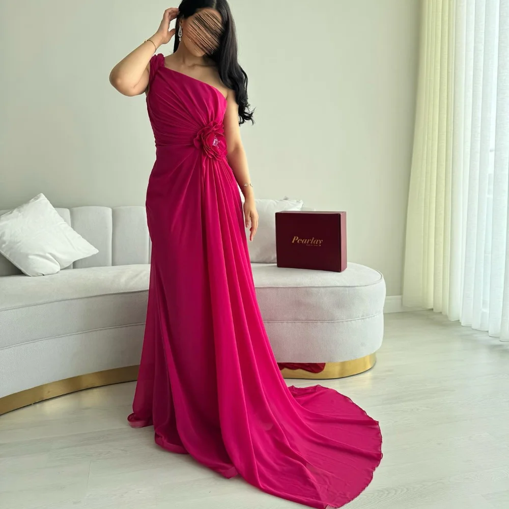 

Formal Chiffon Evening Dresses For Sexy Women فساتين السهرة One-Shoulder Mermaid Elegant Formal Cocktail Party Prom Gown