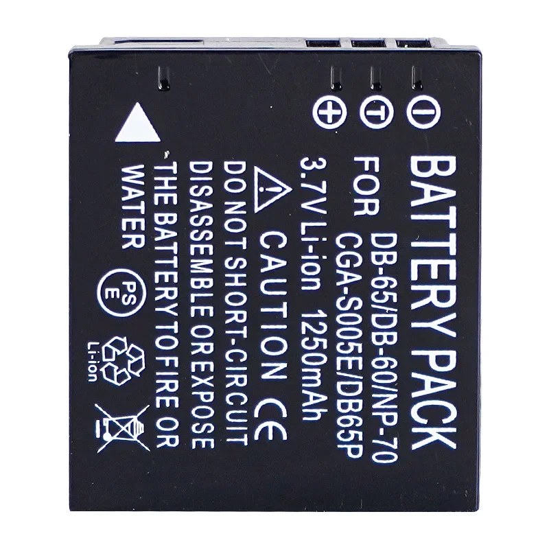 3.7V 1250mAH nadaje się do Panasonic NP-70 D-LI106 DB-60 DB-65 DMW-BCC12 CGA-S005E baterii