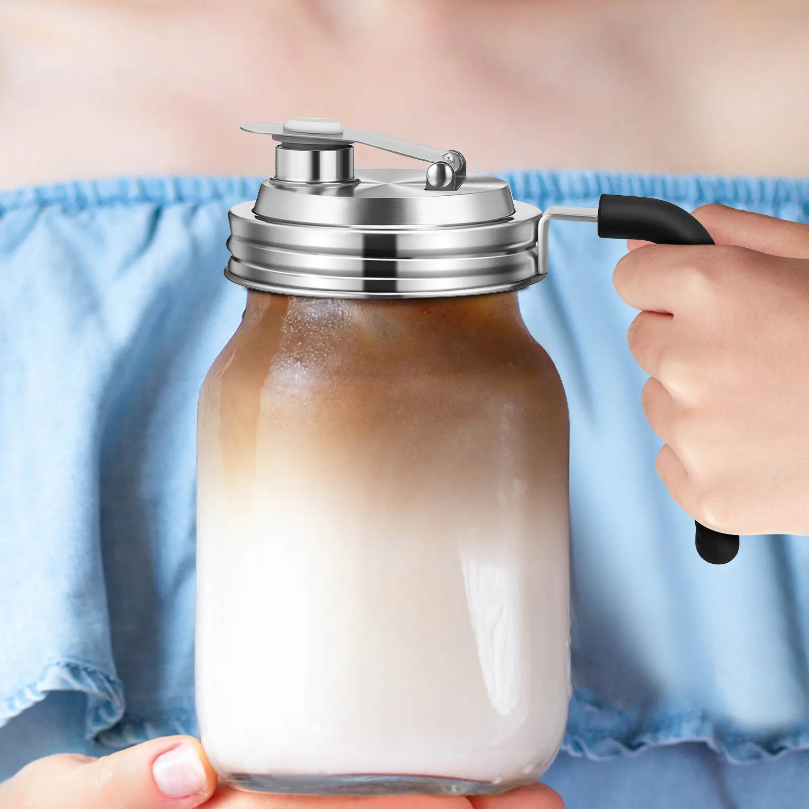 2Pcs Stainless Steel Jar Drinking Lids Wide Mouth Pour Spout Design Leak Proof for Regular Gallon Jars Canning Storage
