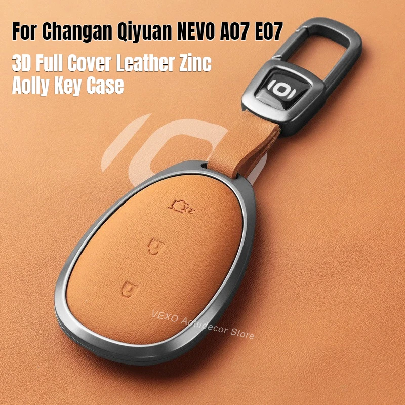

Чехол для ключа автомобиля, защитный корпус для смарт-ключа EV для Changan Qiyuan NEVO A07 A07 Pro E07 2024-2026, премиум-кожа, цинковый сплав