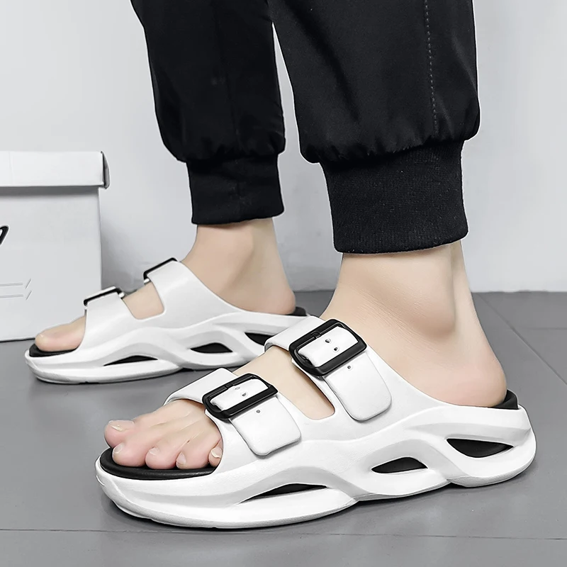 

Step on poo sense flip-flops beach home double thick bottom men's new summer double buckle outdoor leisure slippers