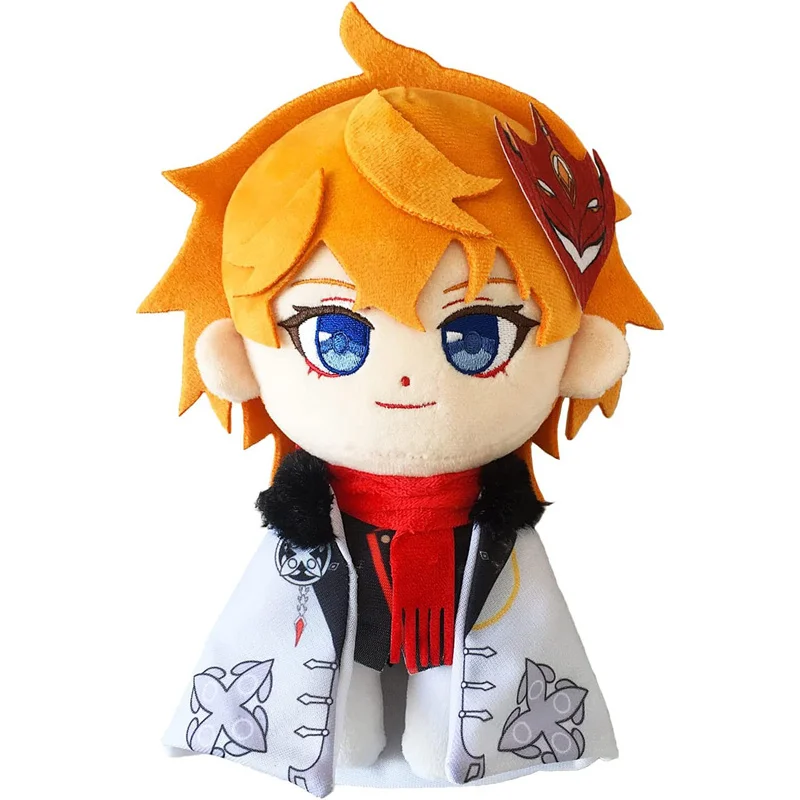 Genshin Impact Tartaglia Cosplay Doll Plush Toy Winter Coat Cloak Style Props Soft Figurine Cute Cartoon Game Gift for Kids Fans