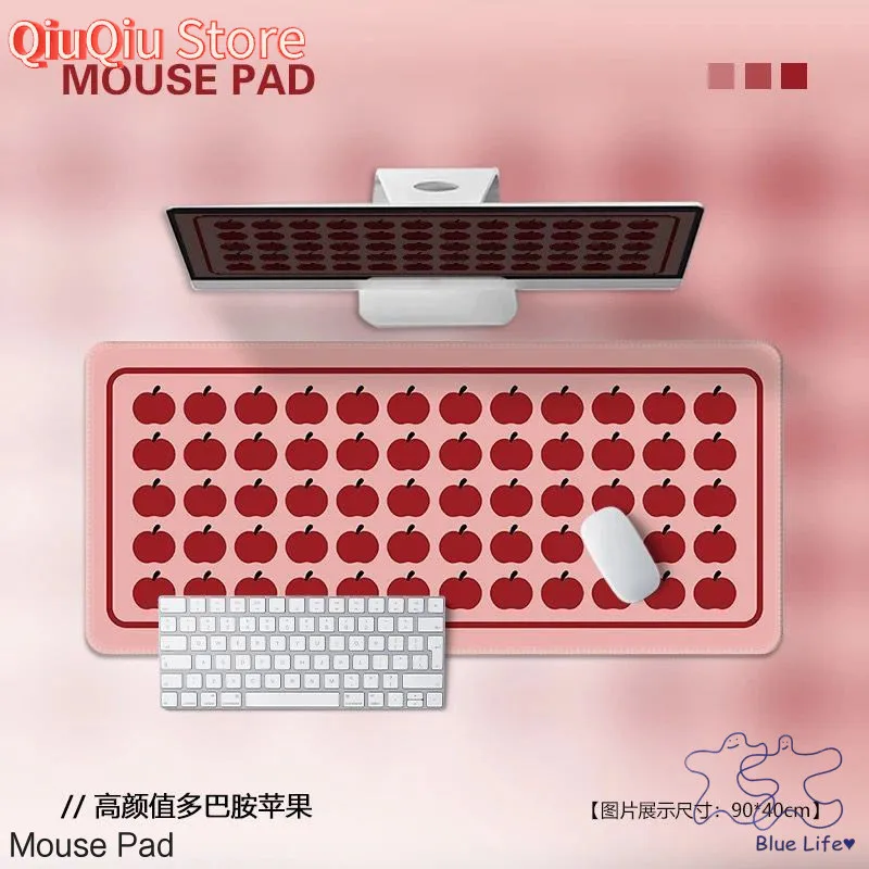 Dopamin-rotes Apfel-Muster, übergroßes Mauspad, Büro, Zuhause, universeller Desktop, verschleißfest, verdickte Schutzmatte