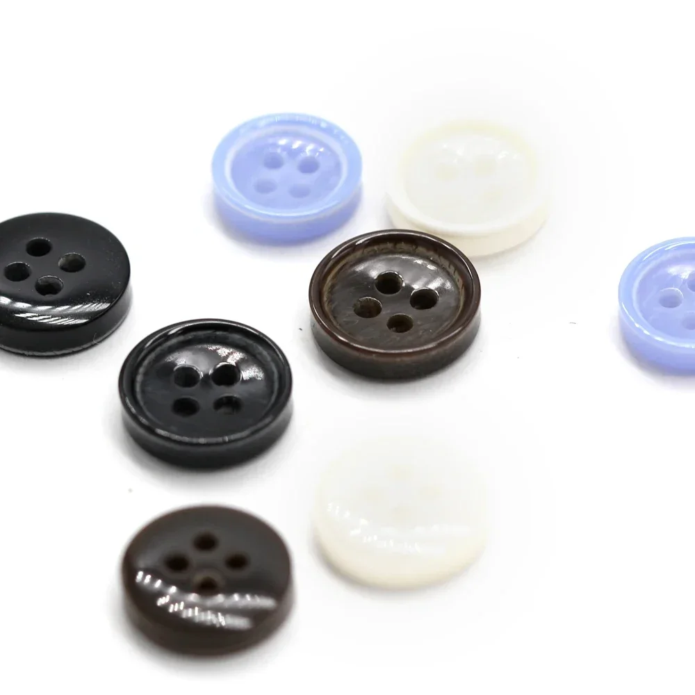 DOTOLLE 4 Holes Round White Blue Resin Buttons For Clothing Children Shirt Dress Polo Cuff Handmade Decorations Sewing Supplie