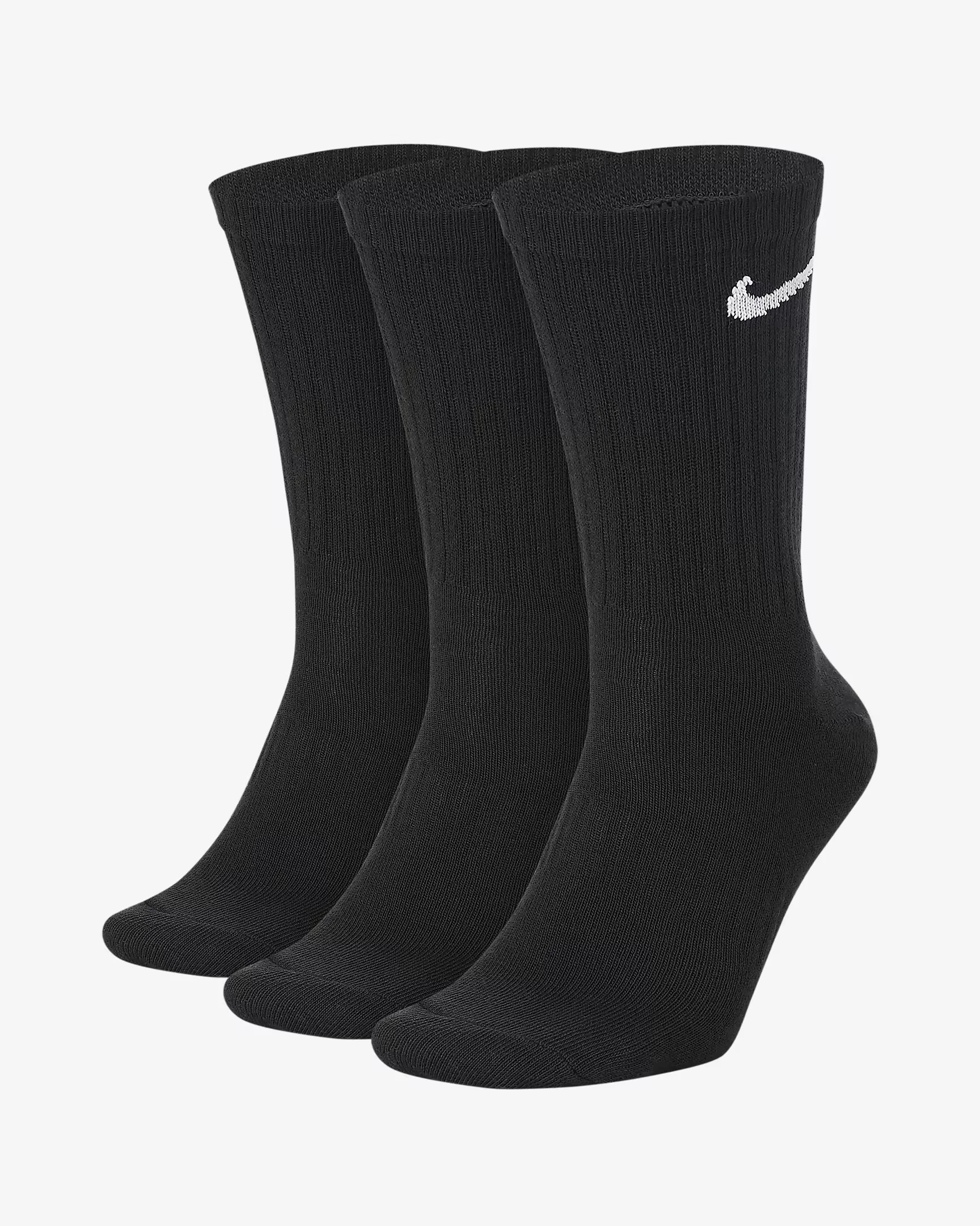 

Nike Unisex Straight Leg Mid-Calf Training Socks Three-Pack Solid Color Simple Design Sporty Socks for Men And Women
