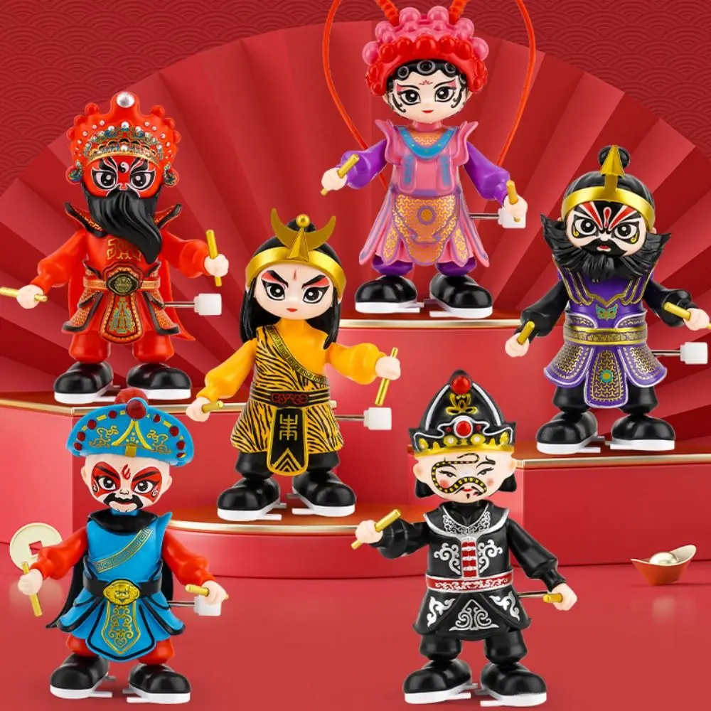 

Water Margin Opera Clockwork Doll Facial Makeup Wave Hands Walking Dancing Toy Chinese Traditional DIY Crafts