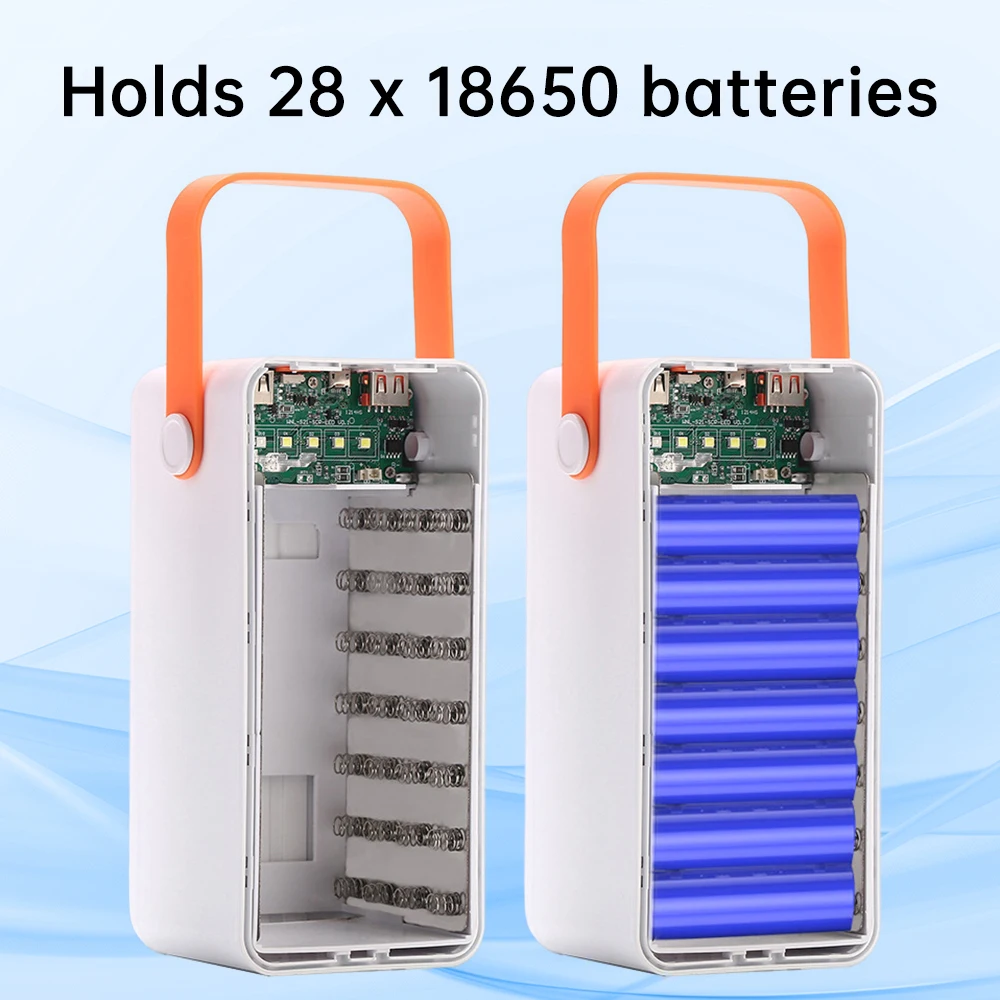 Solar 28 celdas 18650 batería plana recargable juegos sin soldadura caja de almacenamiento de batería Digital cargador rápido Kit de banco de energía