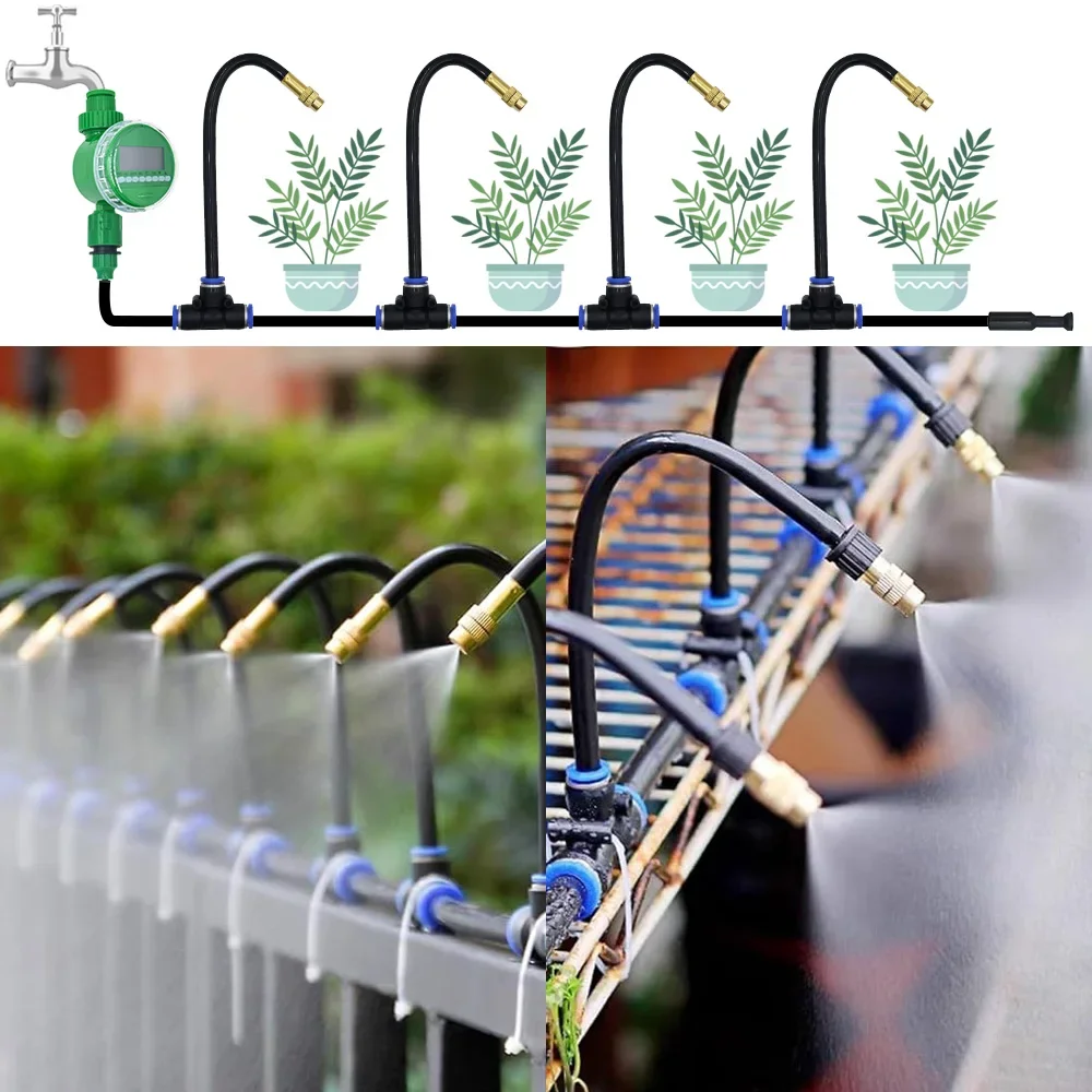 DIY Free Bending Universal Spray Kit For Greenhouse Garden Flowers Plant Watering Irrigation Patio Misting Cooling