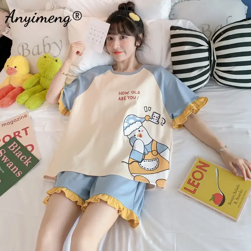 Kawaii การ์ตูนไดโนเสาร์ชุดนอนสำหรับสตรีฤดูร้อน M-5XL กางเกงขาสั้นแฟชั่น Loungewear ผู้หญิงน่ารัก Pijamas ชุดนอนสุภาพสตรี