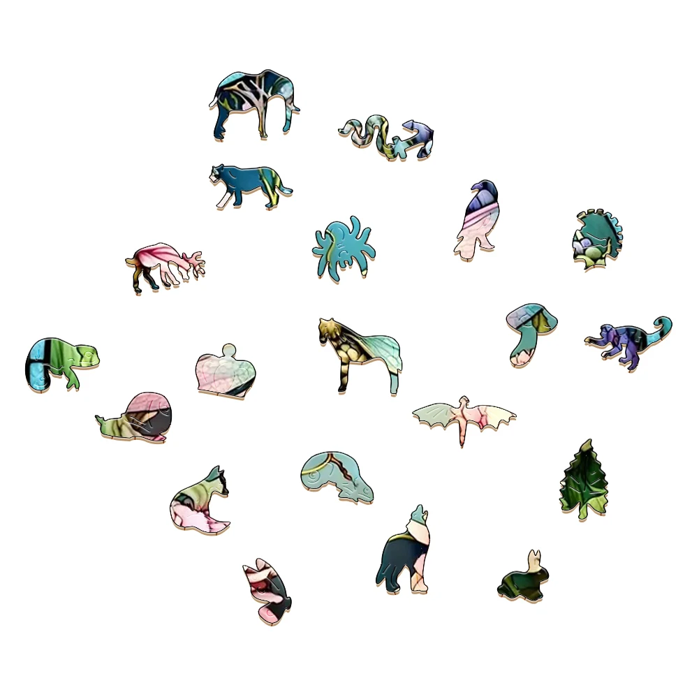 Mysteriöse niedliche Tiere Holz puzzle für Erwachsene Holzhandwerk bunte und runde Form Tier puzzle Holz Bastel spielzeug für Kinder