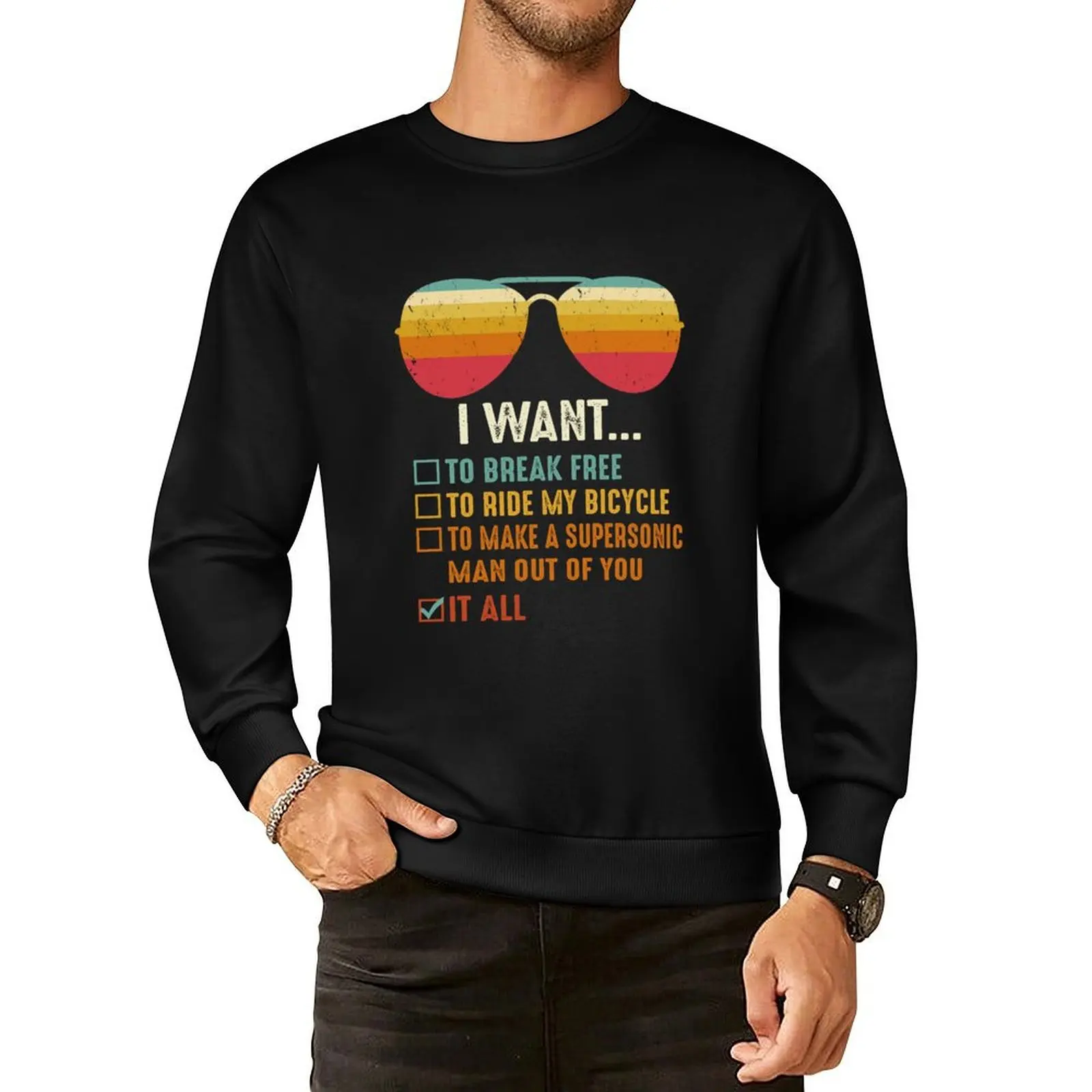 

I Want To Break Free To Ride My Bicycle Pullover Hoodie men's sweat-shirt set male clothes mens designer clothes sweatshirt male