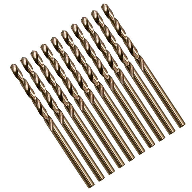 Brocas de cobalto recubiertas de titanio, juego de brocas de acero de alta velocidad HSS, herramienta multifunción, taladros de Metal, herramientas eléctricas, madera, 10 piezas