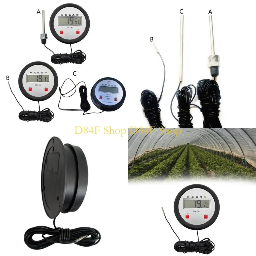 D84F Precise Thermometers Temperature Meter Long Probe For Hard To Reach Area