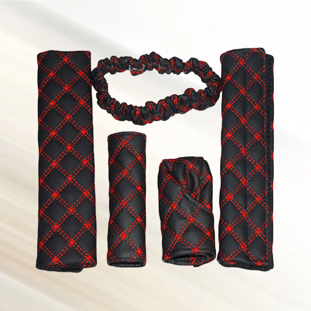 

5 in 1 Handbrake Cover Combo Premium Microfiber Warm Protective Car Interior Set with Shoulder Pads Rearview Mirror Cover Gear