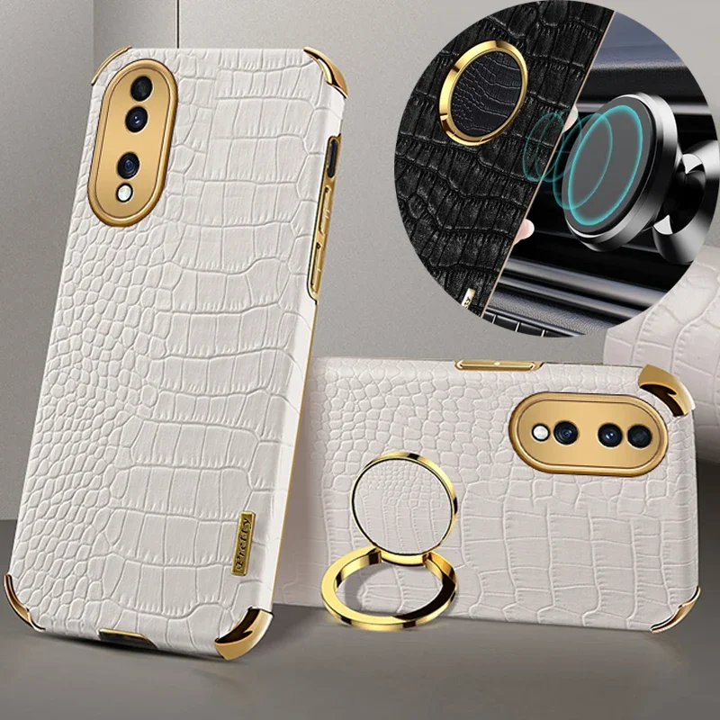 

Crocodile PU Leather Silicone Case For Honor 200 Smart 90 50 Lite 70 Pro Plus Shockproof Magnetic Holder Soft Cover Phone Cases