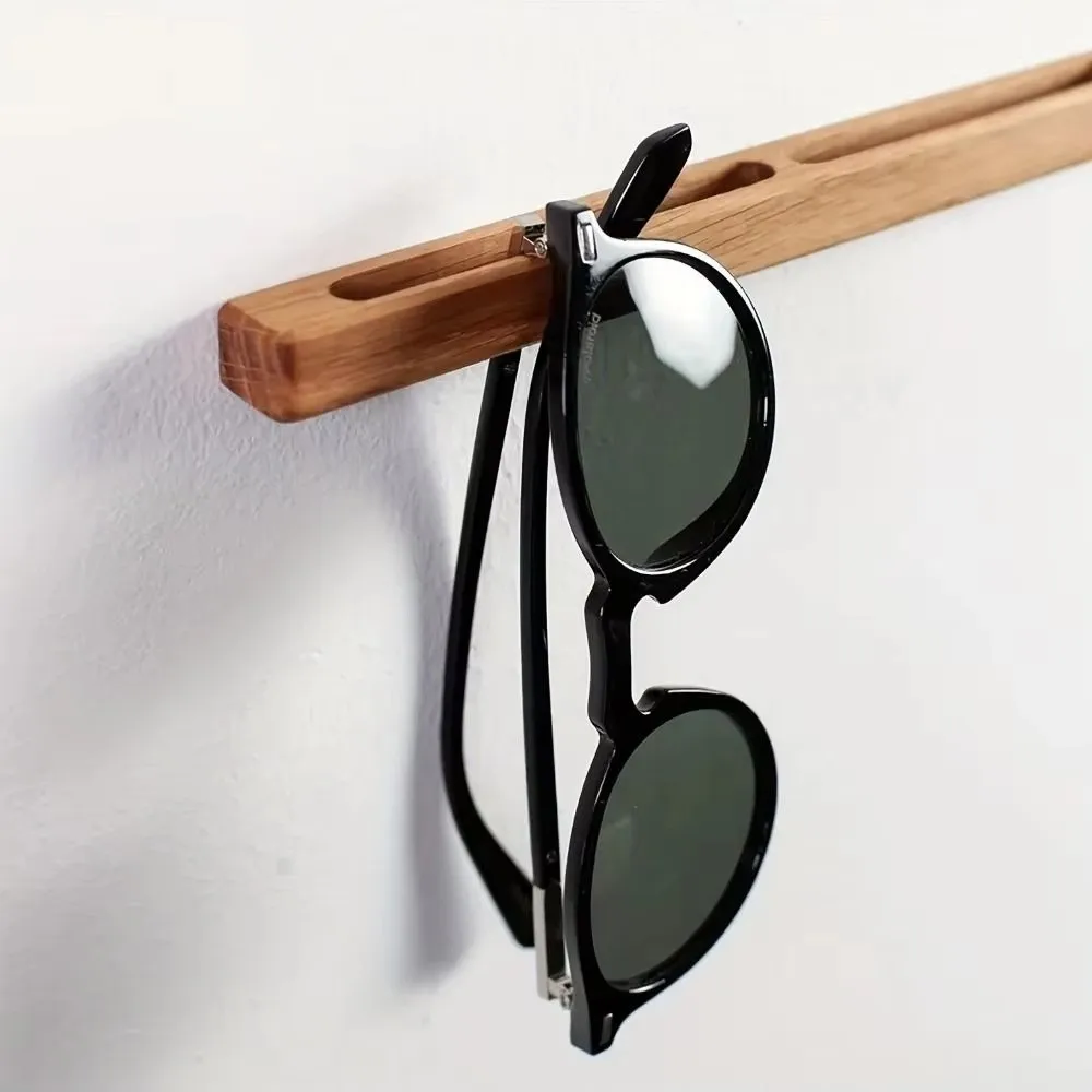 

Wall Mounted Sunglasses Storage Rack Wooden No Drill Eyeglasses Display Stand Space-Saving Rectangle Glasses Storage Rack Office