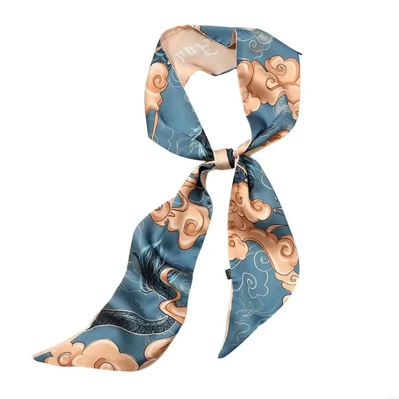 P88A ผ้าพันคอผอมจีน Hairband แฟชั่นริบบิ้นผมผู้หญิงผ้าพันคอผม Scrunchies ซาตินภาษาฝรั่งเศสคำ Elegant ยาวผมหญิง