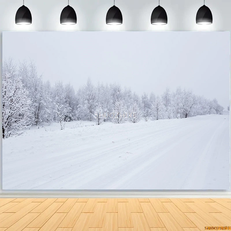 الشتاء الغابات الثلوج الطريق خلفيات للتصوير الفوتوغرافي عدم وضوح المشهد الثلج الطريق شجرة التنوب خلفية الصورة XD-04