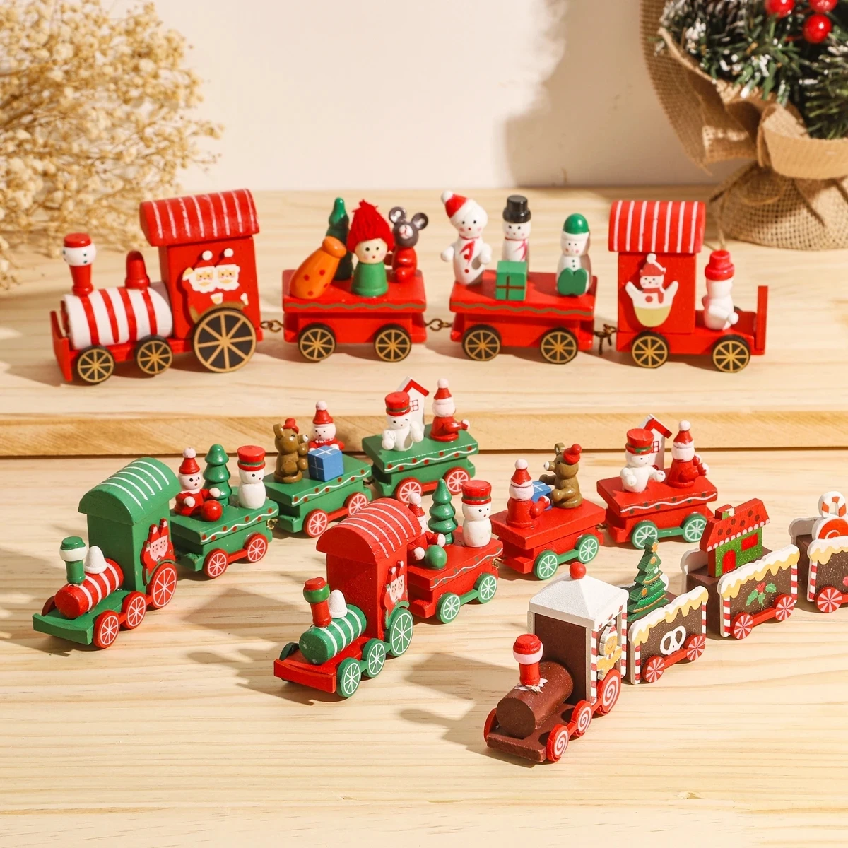 Hölzerner kleiner Zug heiraten Weihnachts dekoration für zu Hause 2024 Weihnachts schmuck navidad noel Weihnachts geschenke frohes neues Jahr 2025