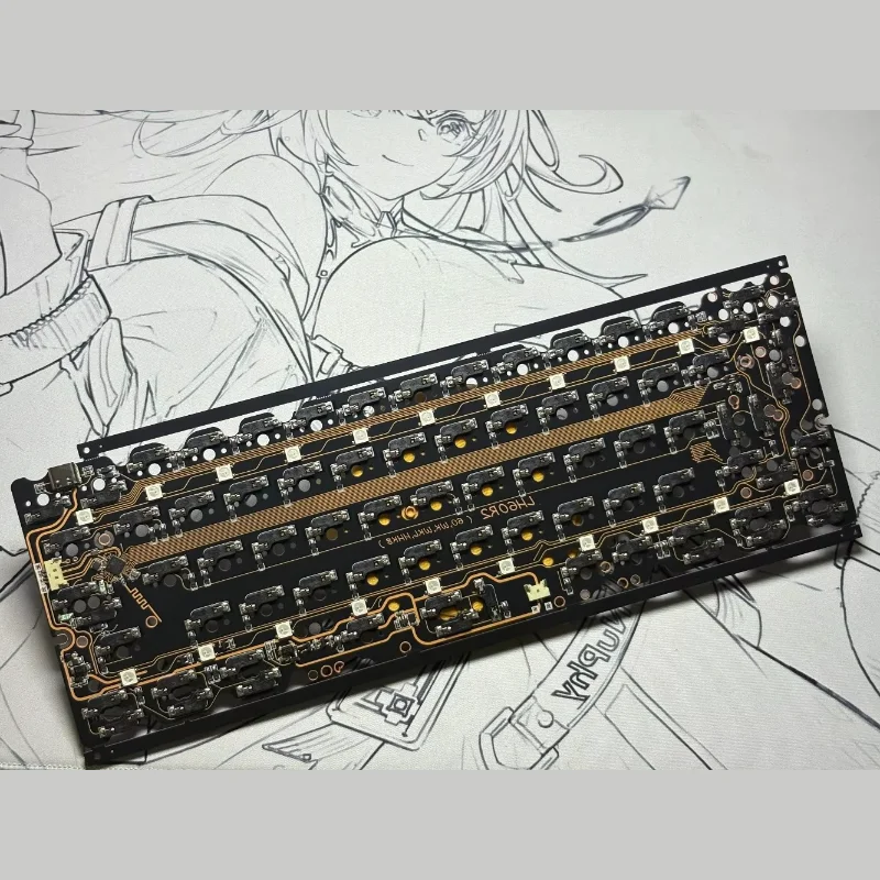 LH60R2 Tri-mode Hot Swap GH60 Keyboard PCB 1.2mm Slotted PCB for 60% Layout Mechanical Keyboard Accessories HKKB WK WKL VIA