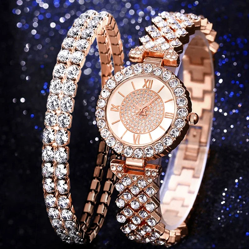 2pc elegant pointer style women's watch+accessory set, perfect match between watch and same color accessories