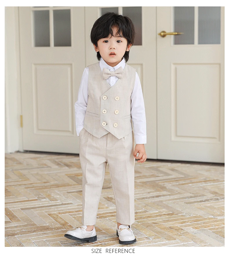 Traje de fotografía con pajarita para niños, chaleco Gary, camisa, pantalones, vestido de novia para niños, uniforme de rendimiento para jardín de infantes