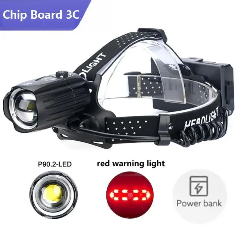 

XHP90 Glare Headlight USB Charging Input And Output Telescopic Zoom P90 Outdoor Lighting Headlamp