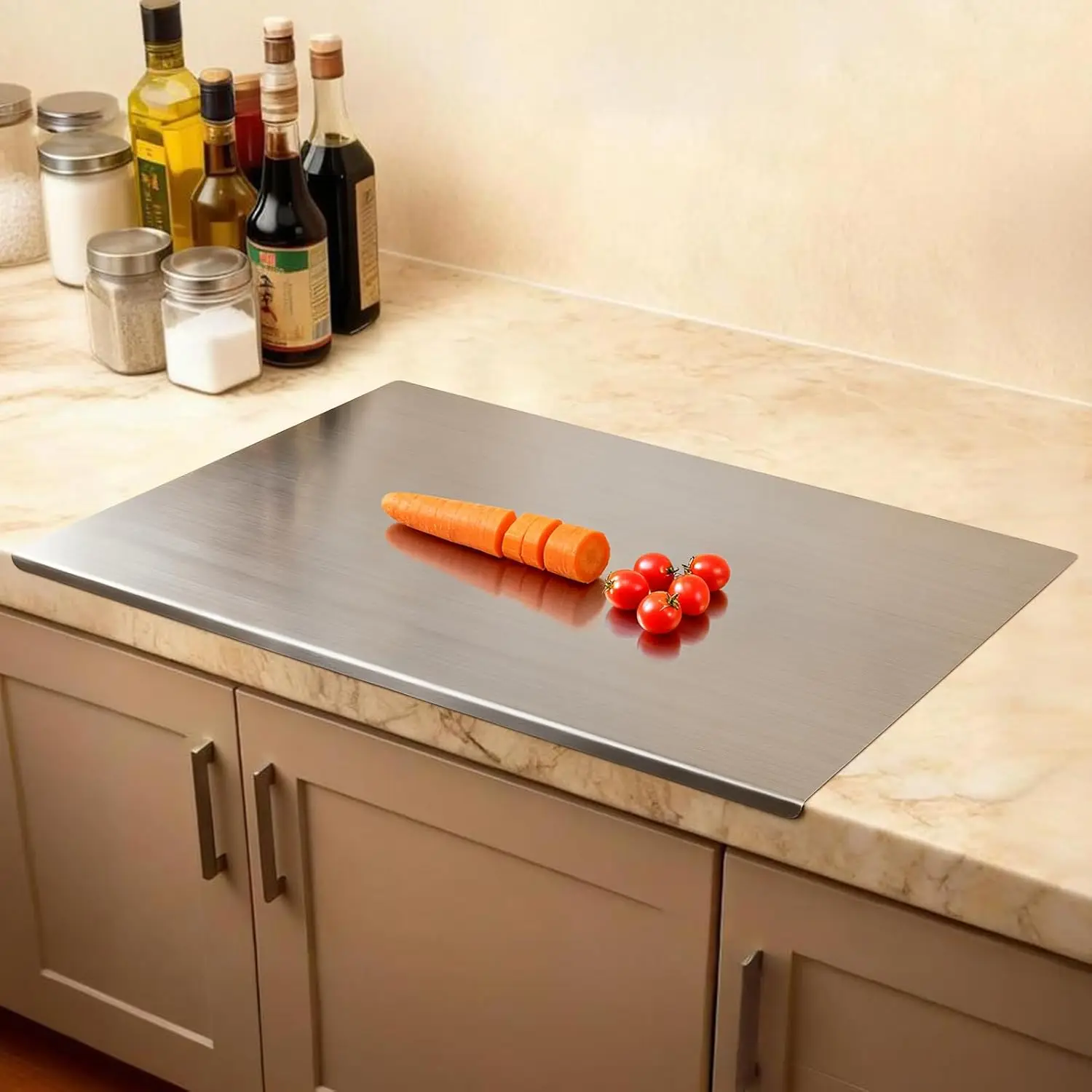 

Large L-Shaped 304 Stainless Steel Cutting Board for Kitchen, Double-Sided Chopping Board for Baking, Non-Adhesive Bread Board