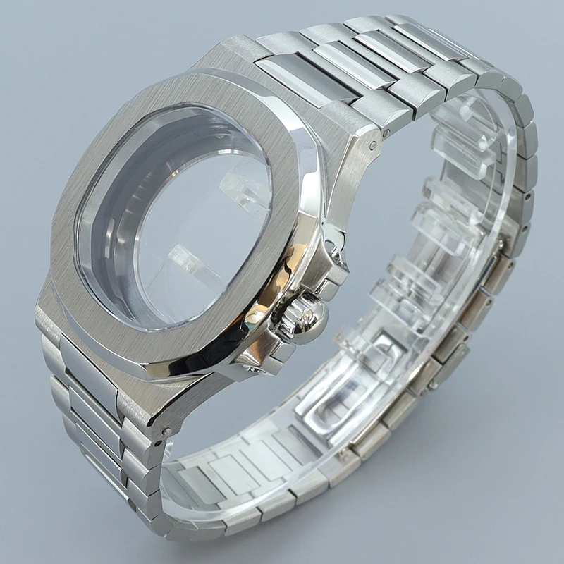 Silver/Black 40mm Luxury Watch Cases Strap Parts For NH35 NH36/34 NH38 NH72 Movement 29mm-30.8mmDial Sapphire Glass Mod Nautilus